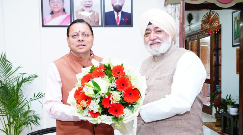 सीएम धामी से की नरेंद्र बिंद्रा ने मुलाकात , हेमकुंट साहिब यात्रा के पहले जत्थे के विदाई समारोह में शामिल होने का  दिया निमंत्रण